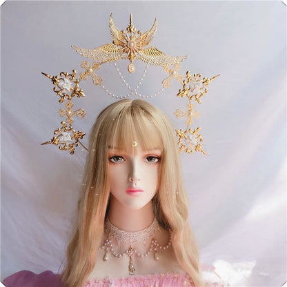 Ornate Lolita Angel Pope Exaggerated Tiara MK15294 - KawaiiMoriStore