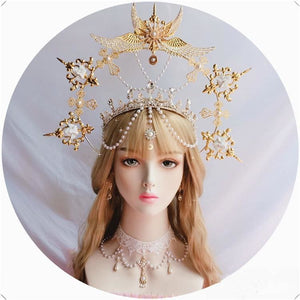 Ornate Lolita Angel Pope Exaggerated Tiara MK15294 - KawaiiMoriStore