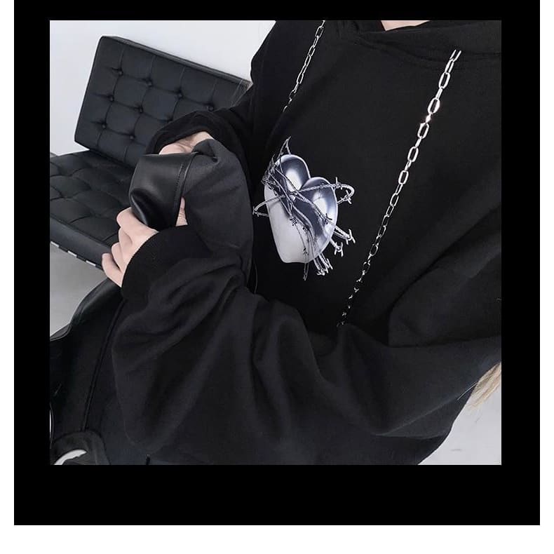 Oversize Hip Hop Streetwear Black Loose Hooded Pullover Sweatshirts MK134 - KawaiiMoriStore