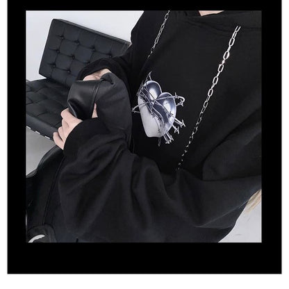 Oversize Hip Hop Streetwear Black Loose Hooded Pullover Sweatshirts MK134 - KawaiiMoriStore