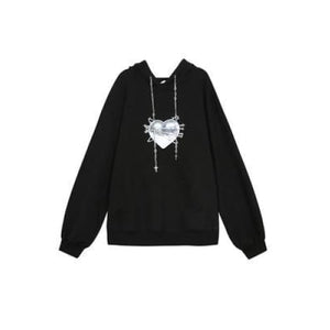 Oversize Hip Hop Streetwear Black Loose Hooded Pullover Sweatshirts MK134 - KawaiiMoriStore