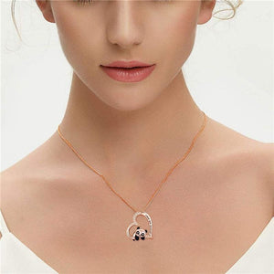 Panda Bear Heart Shape Zircon Necklace MK15853 - KawaiiMoriStore