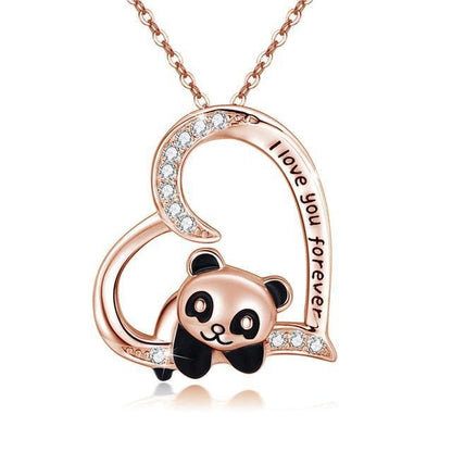 Panda Bear Heart Shape Zircon Necklace MK15853 - KawaiiMoriStore