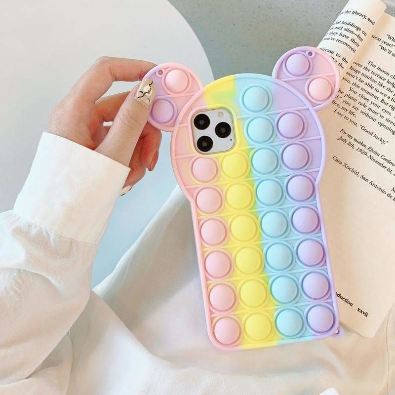 Pastel Cute Bear Rainbow Kawaii Silhouette Phone Case MM1753