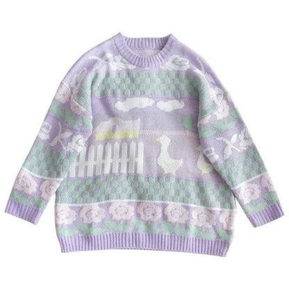 Pastel Kawaii Aesthetic Fairy Kei Duck Sweater - One Size