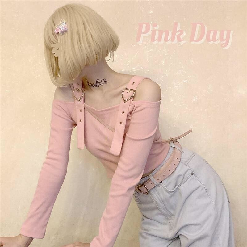 Pastel Kawaii Aesthetic Japanese Larme Style Off Shoulder 