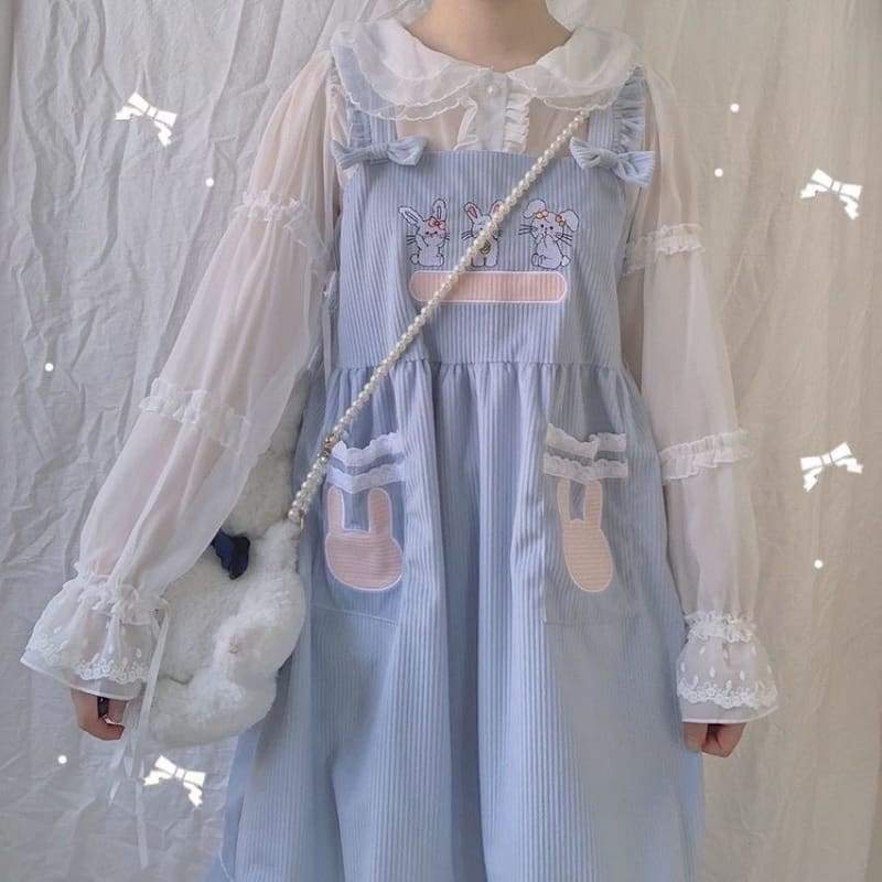 Pastel Kawaii Aesthetic Loose Pinafore Lolita Dress MK016 KawaiiMoriStore Pastel Kawaii Aesthetic Loose Pinafore Lolita Dress MK016 KawaiiMoriStore
