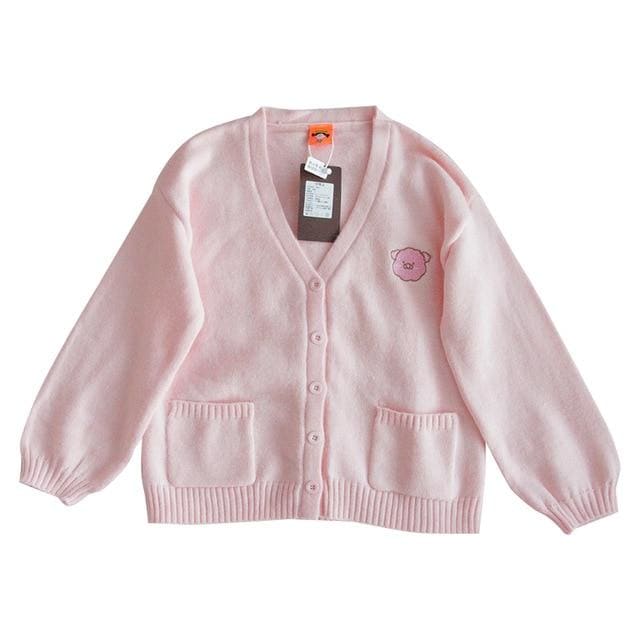 Pastel Kawaii Aesthetic Warm Knitted Cardigan - Pink / One 
