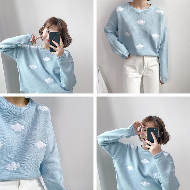 Pastel Kawaii Clouds Sweater