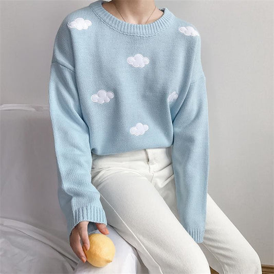 Pastel Kawaii Clouds Sweater