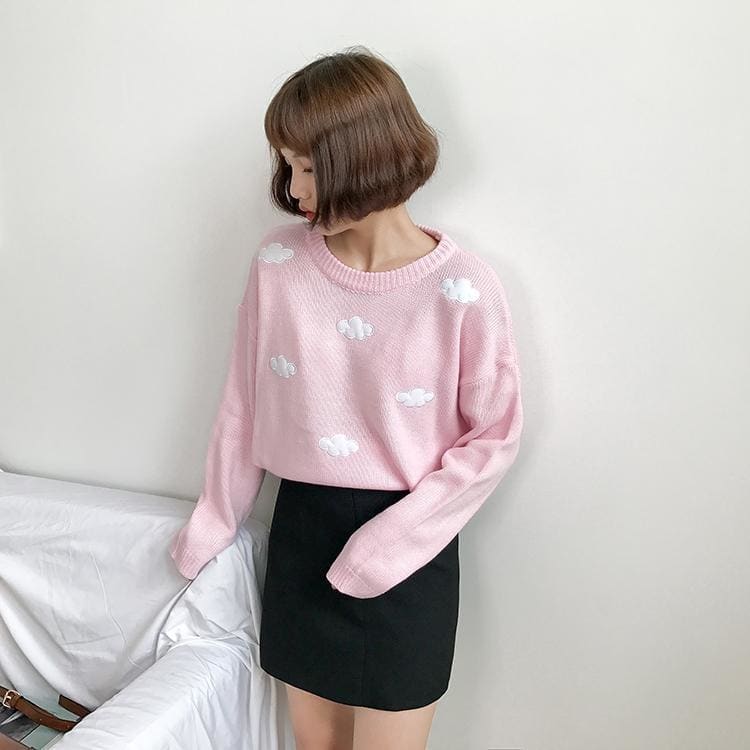 Pastel Kawaii Clouds Sweater