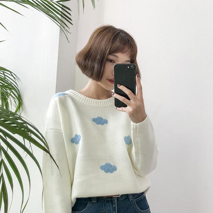 Pastel Kawaii Clouds Sweater