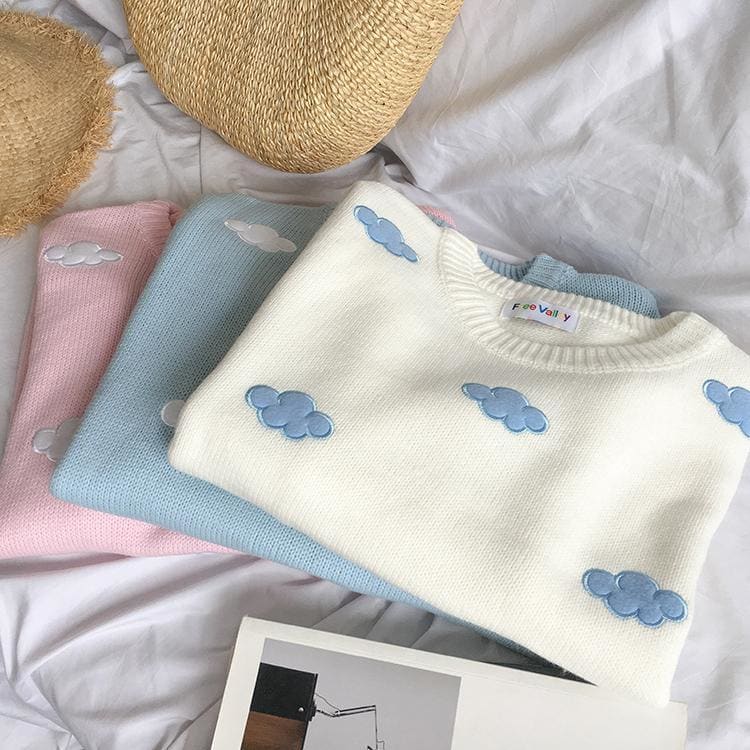 Pastel Kawaii Clouds Sweater