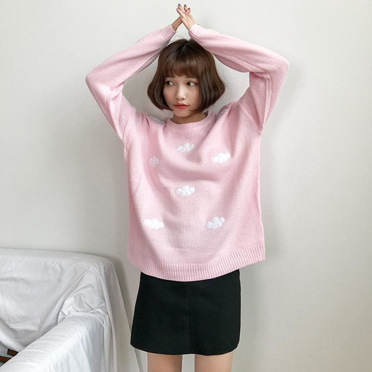 Pastel Kawaii Clouds Sweater