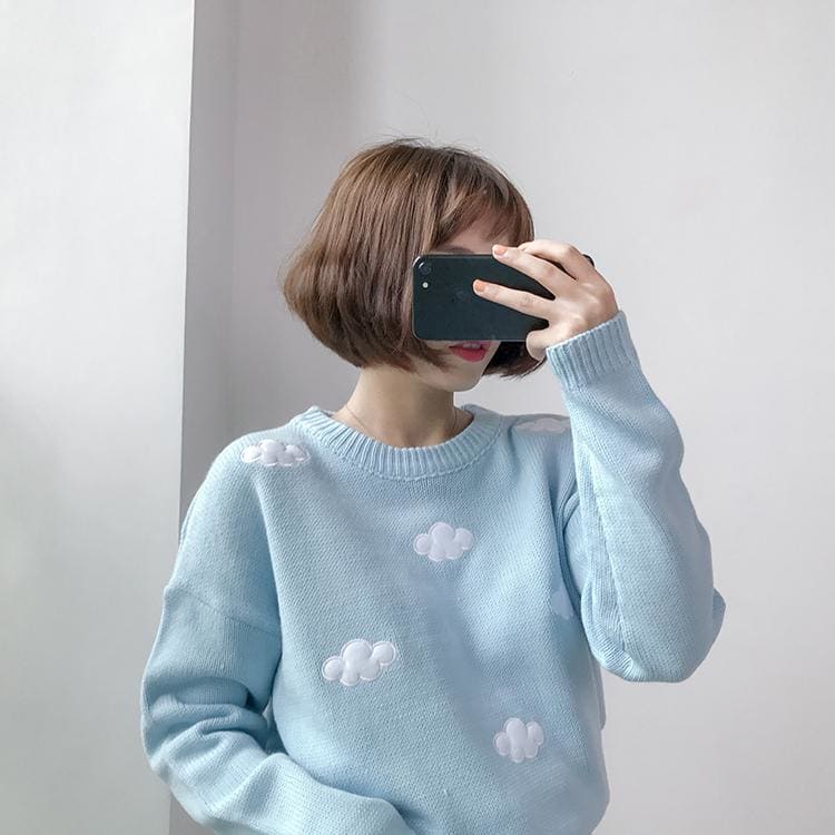 Pastel Kawaii Clouds Sweater