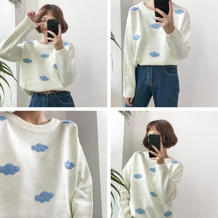 Pastel Kawaii Clouds Sweater