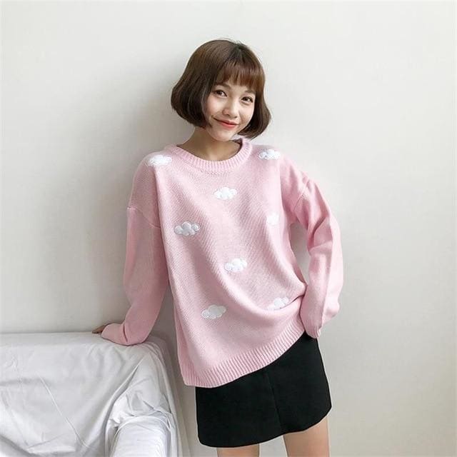 Pastel Kawaii Clouds Sweater