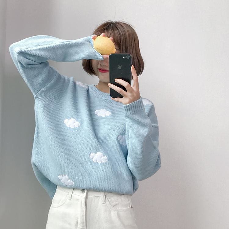 Pastel Kawaii Clouds Sweater