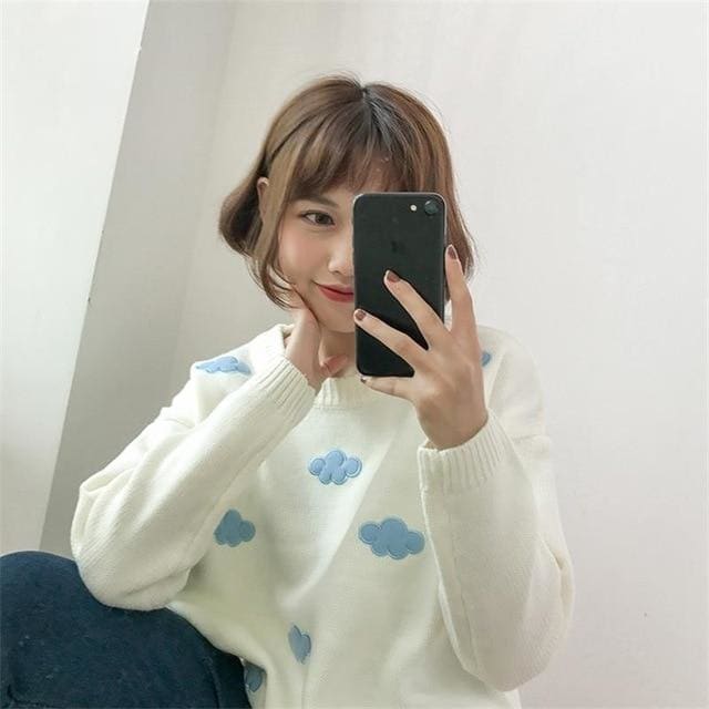 Pastel Kawaii Clouds Sweater