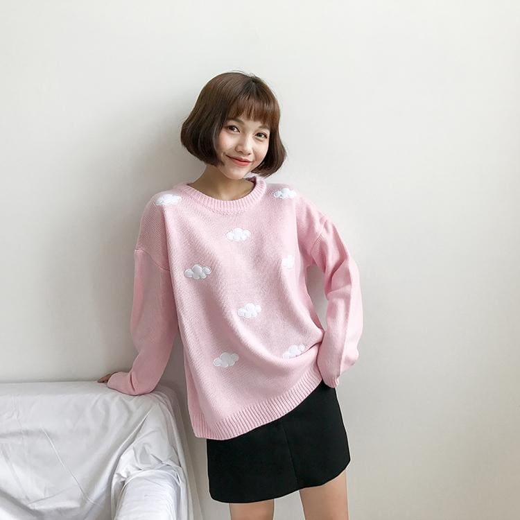 Pastel Kawaii Clouds Sweater