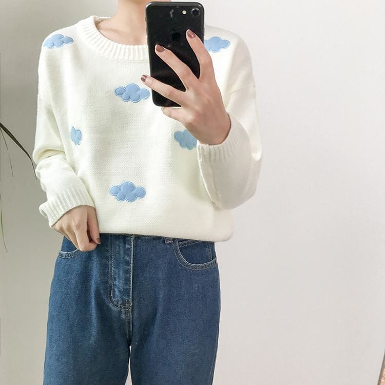 Pastel Kawaii Clouds Sweater