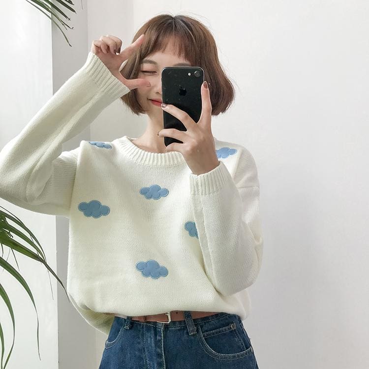 Pastel Kawaii Clouds Sweater