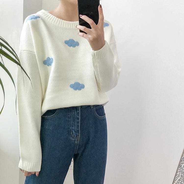 Pastel Kawaii Clouds Sweater