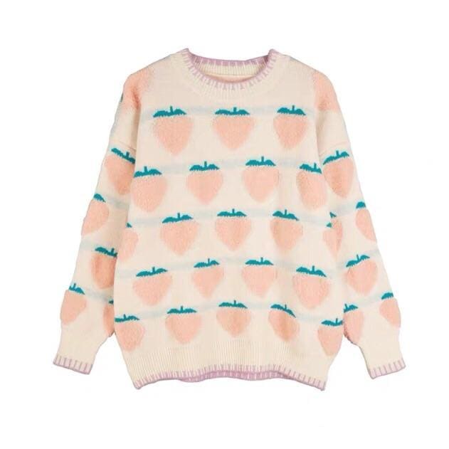 Pastel Peachberry Kawaii Aesthetic Sweater