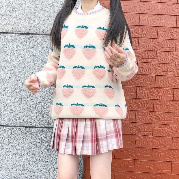 Pastel Peachberry Kawaii Aesthetic Sweater