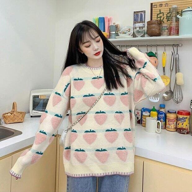 Pastel Peachberry Kawaii Aesthetic Sweater