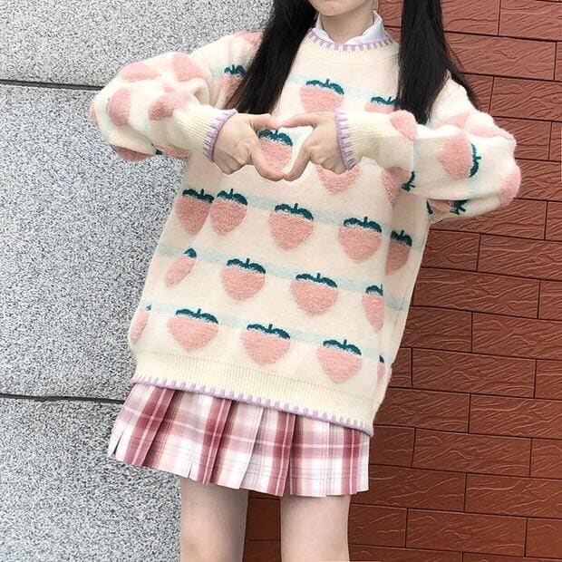 Pastel Peachberry Kawaii Aesthetic Sweater