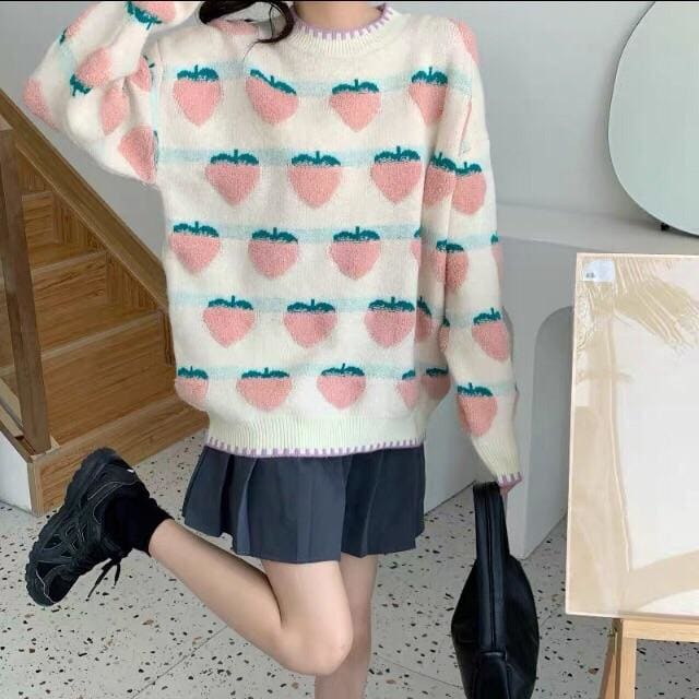 Pastel Peachberry Kawaii Aesthetic Sweater