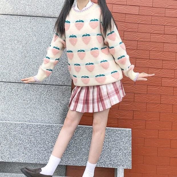 Pastel Peachberry Kawaii Aesthetic Sweater