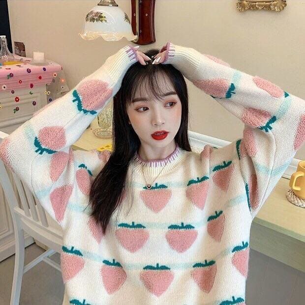 Pastel Peachberry Kawaii Aesthetic Sweater