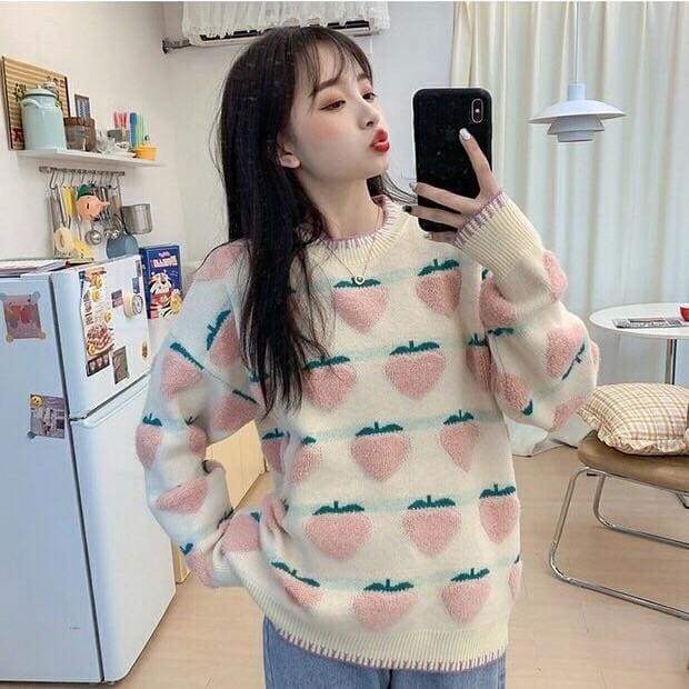 Pastel Peachberry Kawaii Aesthetic Sweater