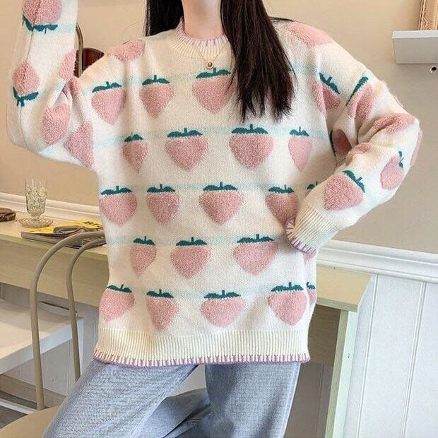 Pastel Peachberry Kawaii Aesthetic Sweater