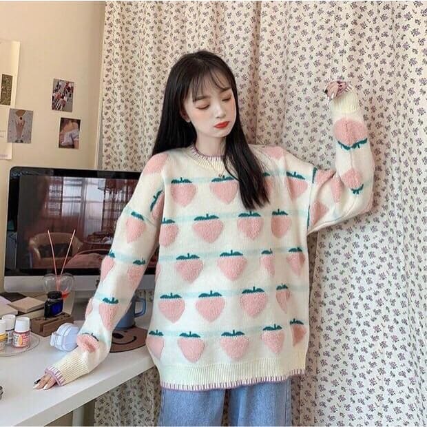 Pastel Peachberry Kawaii Aesthetic Sweater