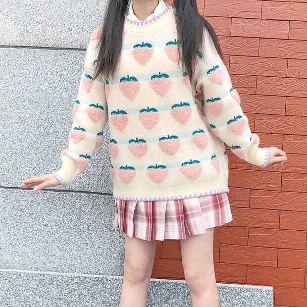 Pastel Peachberry Kawaii Aesthetic Sweater