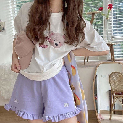 Pastel Pink Purple Kawaii Sweet Fashion Cute Shorts MK16103 