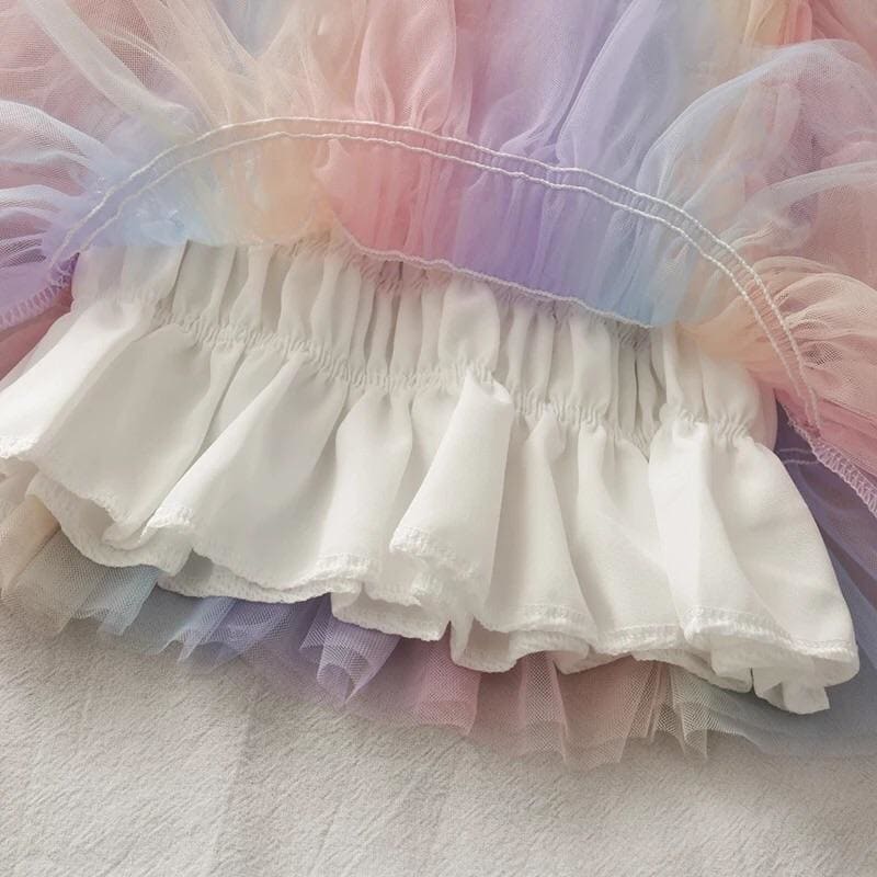 Pastel Rainbow Kawaii Princess Tulle Blouse - One Size