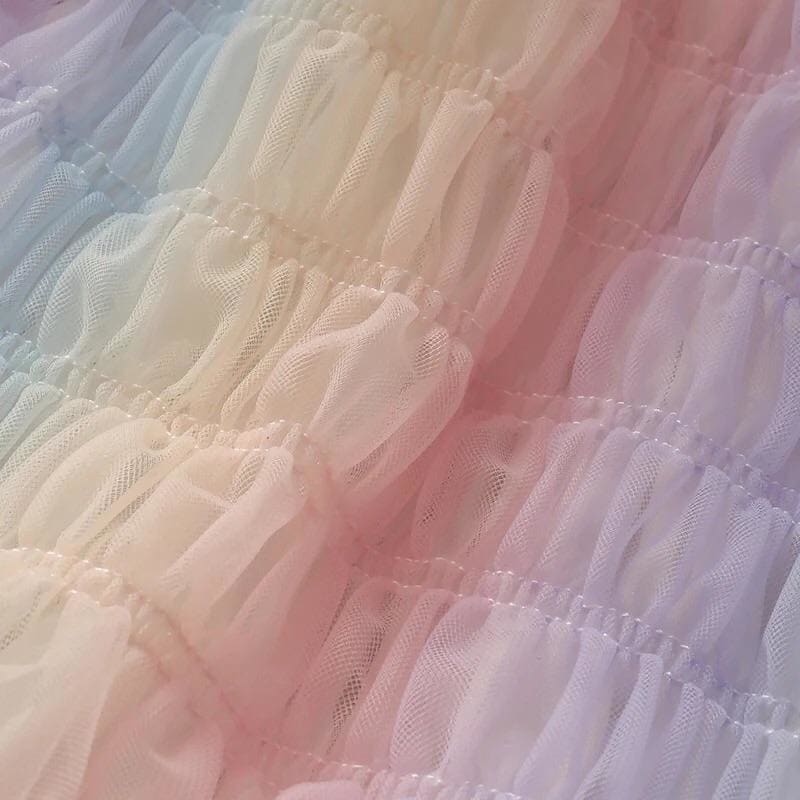 Pastel Rainbow Kawaii Princess Tulle Blouse - One Size