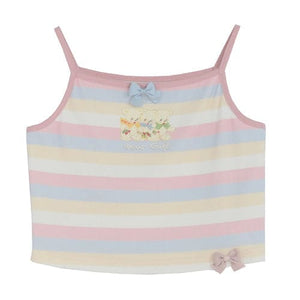 Pastel Rainbow Spaguetty Straps Bears Top ON630 - As photo /