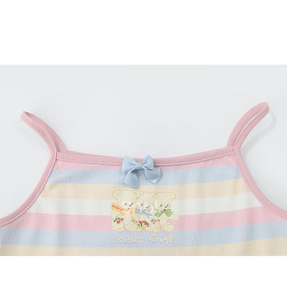 Pastel Rainbow Spaguetty Straps Bears Top ON630 - tank top