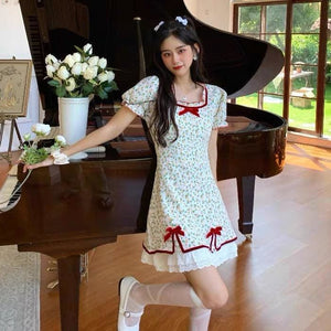 Petal Forest Kawaii Princess Floral Cottage Mini Dress - 