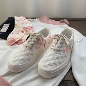 Pink Cute Plaid Casual Canvas Shoes MK15759 - Shoes