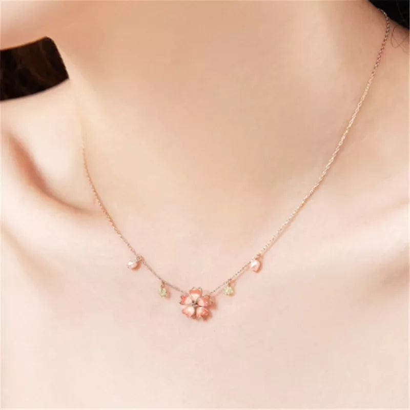 Pink Flower Necklace - necklace