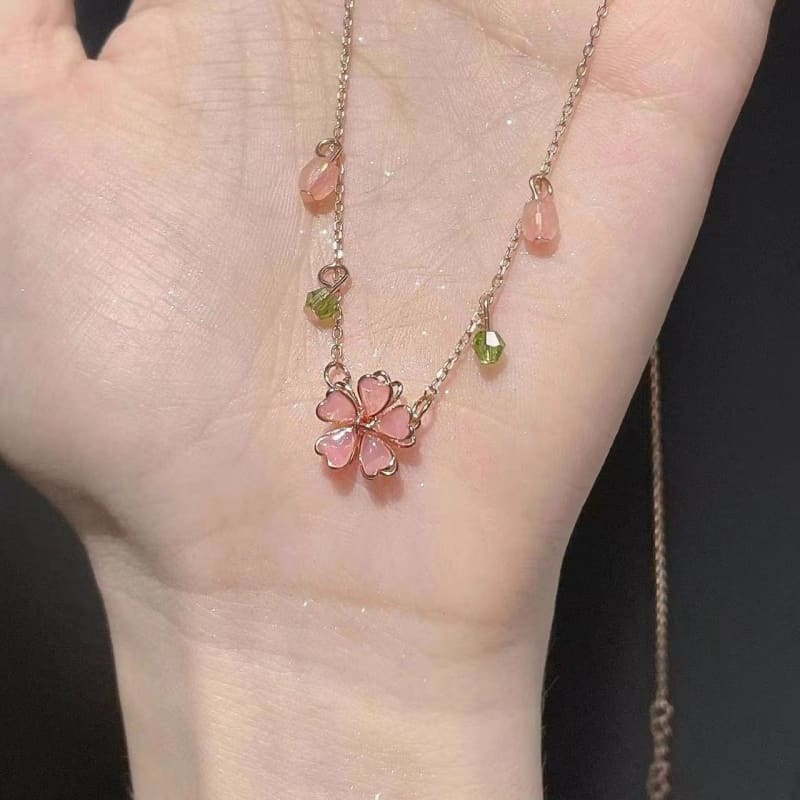 Pink Flower Necklace - necklace