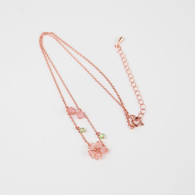 Pink Flower Necklace - necklace