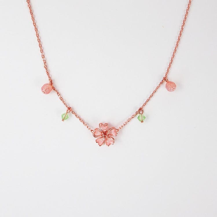 Pink Flower Necklace - necklace