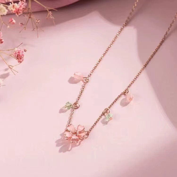 Pink Flower Necklace - necklace